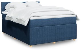 Κρεβάτι Boxspring με Στρώμα Μπλε 140x200 εκ. Υφασμάτινο - Μπλε