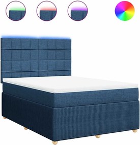 vidaXL Κρεβάτι Boxspring με Στρώμα Μπλε 140x200 εκ. Υφασμάτινο