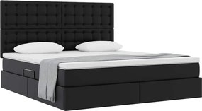 vidaXL Κρεβάτι Αποθήκης με κεφαλάρι Μαύρο 180 x 200 cm Τεχνητό Δέρμα