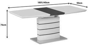 Τραπέζι επεκτεινόμενο Darsile Inart λευκό με γκρι-ανθρακί mdf 140-180x90x76εκ