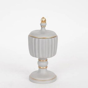 Φοντανιέρα 752-21039 9x9x21cm Light Grey-Gold Estheti Home Polyresin