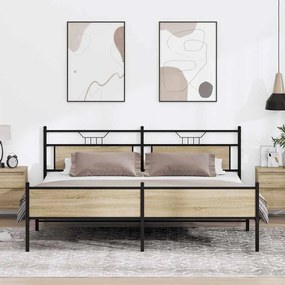 vidaXL Σκελετός Κρεβ. Χωρίς Στρώμα Sonoma Δρυς 193x201 εκ. Μεταλλικό