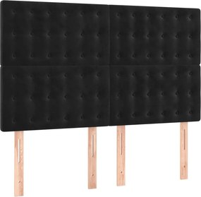 vidaXL Κρεβάτι Boxspring με Στρώμα Μαύρο 140x200 εκ. Βελούδινο
