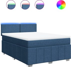 vidaXL Κρεβάτι Boxspring με Στρώμα Μπλε 140x200 εκ. Υφασμάτινο