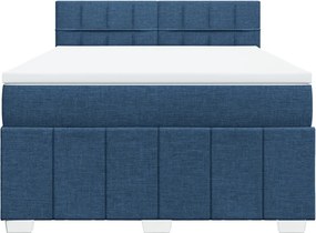 vidaXL Κρεβάτι Boxspring με Στρώμα Μπλε 160x200 εκ. Υφασμάτινο