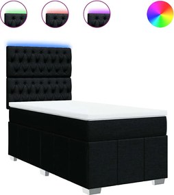 vidaXL Κρεβάτι Boxspring με Στρώμα Μαύρο 90x200 εκ. Υφασμάτινο