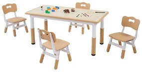 VEVOR Kids Table and 4 Chairs Set Height Adjustable Kids Craft and Play Table