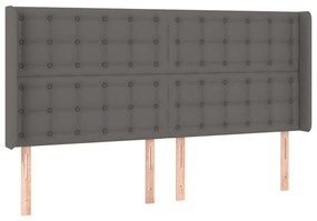 Κεφαλάρι Κρεβατιού LED Γκρι 183x16x118/128 εκ. Συνθετ. Δέρμα - Γκρι