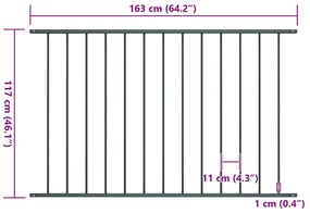 vidaXL Πάνελ Περίφραξης Ατσάλι με Ηλεκτροστατική Βαφή Ανθρακί 1,63x1,25 μ.