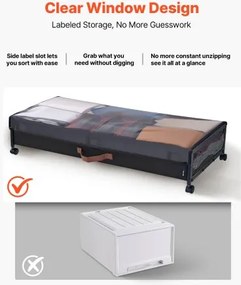 VEVOR Under Bed Storage with Wheels 36x18.1x7.3 In Rolling Storage Bags 2 Pack