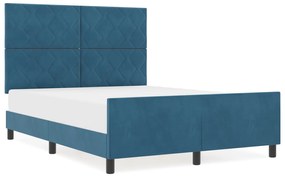 vidaXL Κρεβάτι Σκελετός Σκούρο Μπλε 140x200 εκ. Βελούδο