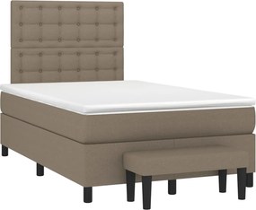 vidaXL Κρεβάτι Boxspring με Στρώμα Taupe 120x190 εκ. Υφασμάτινο