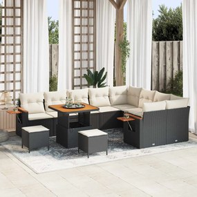 vidaXL Σετ Καναπέ Κήπου 12 pcs Μαύρο συνθετικό ρατάν