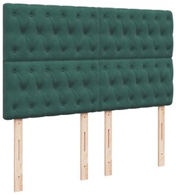 vidaXL Κρεβάτι Boxspring με Στρώμα Σκούρο Πράσινο 140x190εκ. Βελούδινο