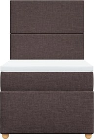 vidaXL Κρεβάτι Boxspring με Στρώμα Σκούρο Καφέ 90x200 εκ. Υφασμάτινο