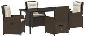 vidaXL Σέτ φαγητού για κήπο 5 pcs Καφέ συνθετικό ρατάν