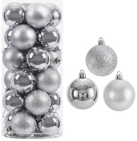 Σετ Χριστουγεννιάτικες μπάλες - 8cm - 24pcs - 326093 - Silver-326093_SILVER
