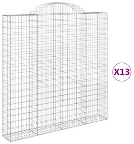 vidaXL Συρματοκιβώτια Τοξωτά 13 τεμ. 200x30x200/220 εκ. Γαλβαν. Ατσάλι