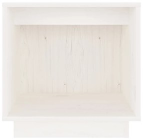 Κομοδίνα 2 τεμ. Λευκά 40 x 30 x 40 εκ. από Μασίφ Ξύλο Πεύκου - Λευκό
