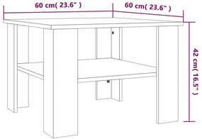 vidaXL Τραπεζάκι Σαλονιού Γκρι Sonoma 60x60x42 εκ. Επεξεργασμένο Ξύλο