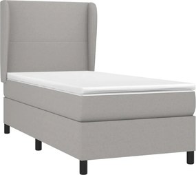 vidaXL Κρεβάτι Boxspring με Στρώμα Ανοιχτό Γκρι 80x200 εκ. Υφασμάτινο