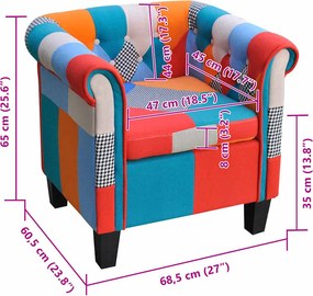 vidaXL Πολυθρόνα με Σχέδιο Patchwork Υφασμάτινη