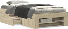 vidaXL Πλαίσιο Κρεβατιού Χωρ. Στρώμα Sonoma Δρυς 100x200εκ Επ. Ξύλο