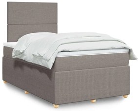 vidaXL Κρεβάτι Boxspring με Στρώμα Taupe 120x200 εκ. Υφασμάτινο