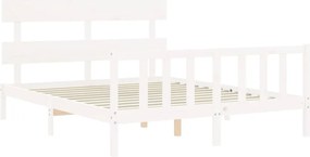 vidaXL Σκελετός Κρεβ. Χωρίς Στρώμα Λευκό 160x200 εκ Μασίφ Πεύκο