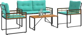 vidaXL Σετ Εξωτερικών Επίπλων με μαξιλάρι 4 pcs Τιρκουάζ