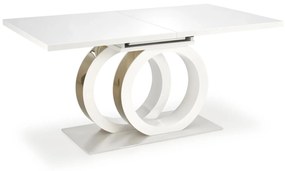 Τραπέζι Houston 1660, Χρυσό, Γυαλιστερό λευκό, 77x90x160cm, 110 kg, Επιμήκυνση, Ινοσανίδες μέσης πυκνότητας, Ινοσανίδες μέσης πυκνότητας, Μέταλλο