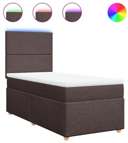 vidaXL Κρεβάτι Boxspring με Στρώμα Σκούρο Καφέ 100x200 εκ. Υφασμάτινο