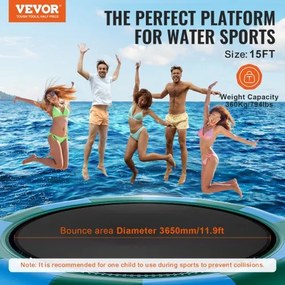 VEVOR 15ft Inflatable Water Trampoline Swim Platform Bounce for Pool Lake Toy