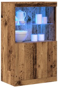 vidaXL Καθιστικό με LED Φώτα Παλιού Ξύλου 60x37x100 εκ