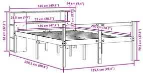 ΚΡΕΒΑΤΙ ΒΙΒΛΙΟΘΗΚΗ ΧΩΡΙΣ ΣΤΡΩΜΑ ΚΑΦΕ 120X200 ΕΚ ΜΑΣΙΦ ΠΕΥΚΟ 3321982