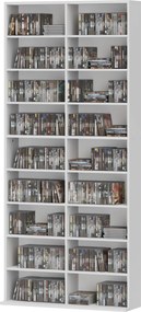 Ράφι DVD Ράφι αποθήκευσης CD 14 Ρυθμιζόμενα ράφια 18 θήκες 175 εκ. Blu-ray Ράφι μοριοσανίδα Λευκό