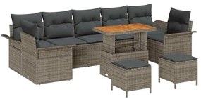 vidaXL Σετ Καναπέ Κήπου 10 pcs Γκρι συνθετικό ρατάν