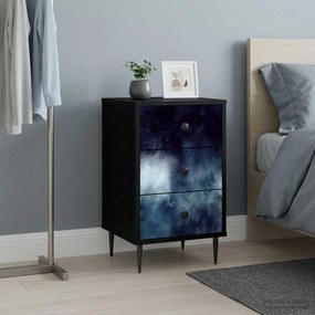 vidaXL Κομοδίνο RAALTE Μαύρη Δρυς 36 x 33 x 61 εκ. Επεξεργασμένο Ξύλο