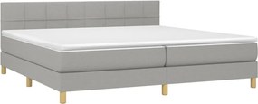 vidaXL Κρεβάτι Boxspring με Στρώμα &amp; LED Αν.Γκρι 200x200εκ. Υφασμάτινο