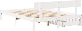 vidaXL Σκελετός Κρεβ. Χωρίς Στρώμα Λευκό 150x200 εκ Μασίφ Πεύκο