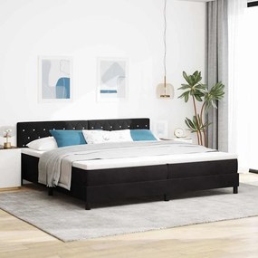 κρεβάτι box spring vidaXL με στρώμα Μαύρο 200x200 εκ Βελούδο
