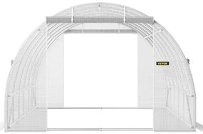 VEVOR Walk-in Tunnel Greenhouse, 20 x 10 x 7 ft Portable Plant Hot House w/ Galvanized Steel Hoops, 3 Top Beams, 4 Diagonal Poles, 2 Zippered Doors &amp; 12 Roll-up Windows, White