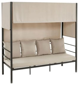 WOODWELL Ε682SKY Καναπές - Κρεβάτι Κήπου Εξωτερικού Χώρου, Μέταλλο Βαφή Ανθρακί, Ύφασμα Εκρού 200x80x200cm Ε682