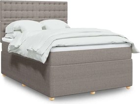 vidaXL Κρεβάτι Boxspring με Στρώμα Taupe 140x200 εκ. Υφασμάτινο