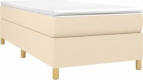vidaXL Κρεβάτι Boxspring με Στρώμα Κρεμ 90x200 εκ.Υφασμάτινο
