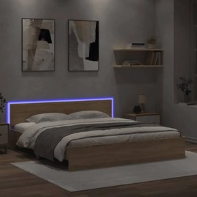 vidaXL Πλαίσιο Κρεβατιού με Κεφαλάρι/LED Sonoma δρυς 180x200 εκ.