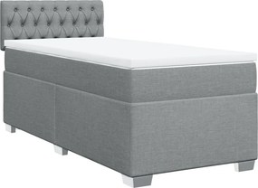 vidaXL Κρεβάτι Boxspring με Στρώμα Ανοιχτό Γκρι 90x200 εκ. Υφασμάτινο