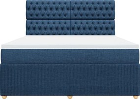 vidaXL Κρεβάτι Boxspring με Στρώμα Μπλε 180x200 εκ. Υφασμάτινο