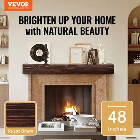 VEVOR Fireplace Mantel Wood Shelf Floating Rustic Fireplace Mantel 48&quot; Brown