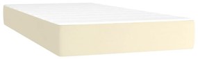 vidaXL Κρεβάτι Boxspring με Στρώμα &amp; LED Κρεμ 100x200 εκ. Συνθ. Δέρμα